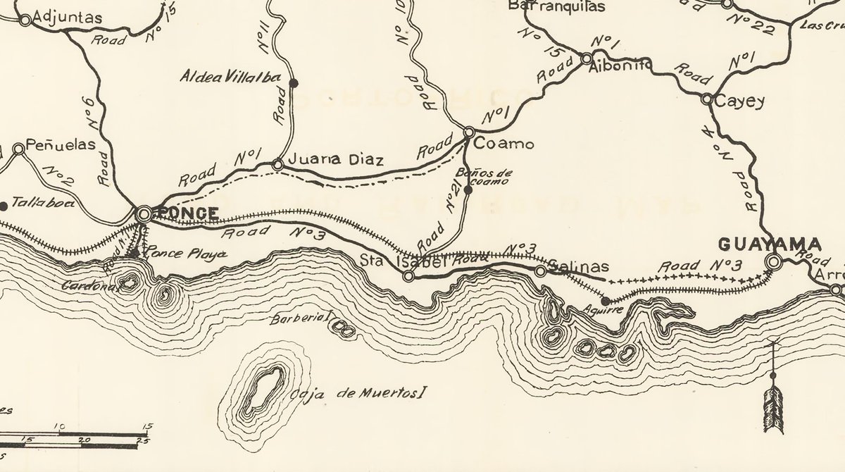 RutaBorinquen's tweet photo. 🚂 Puerto Rico Road and Railroad Map (1906) #MartesDeMemoria

🛠️ En este año fue completado el tramo restante entre Camuy y Aguadilla para lograr la ruta circunvaladora de San Juan a Ponce.

📐 Nótese la solicitud de franquicia para una ruta ferroviaria entre Ponce y Coamo. https://t.co/DHIMG4D59b