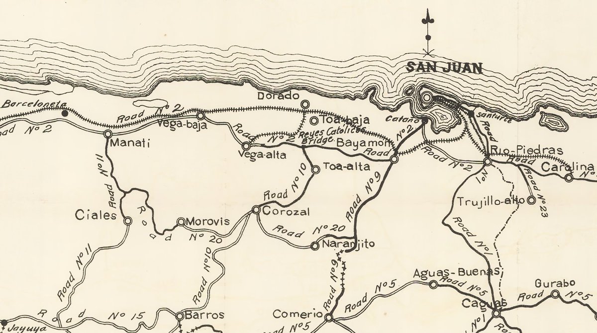 RutaBorinquen's tweet photo. 🚂 Puerto Rico Road and Railroad Map (1906) #MartesDeMemoria

🛠️ En este año fue completado el tramo restante entre Camuy y Aguadilla para lograr la ruta circunvaladora de San Juan a Ponce.

📐 Nótese la solicitud de franquicia para una ruta ferroviaria entre Ponce y Coamo. https://t.co/DHIMG4D59b