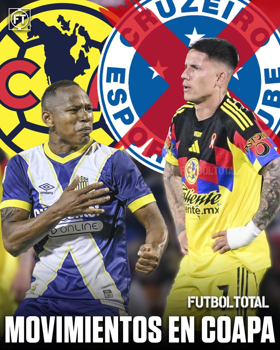 futboltotal's tweet photo. OTRA NOVELA 😰

En América se mueven las aguas y hay noticias.

❌ Brian Rodríguez no irá a Cruzeiro, así lo informó el mismo club mediante un comunicado.

🤔 En Coapa ya buscaban el recambio y se interesaron en Jaminton Campaz, según Récord, la oferta rondaría entre 7 y 10 M. https://t.co/3aPrcWNVIA