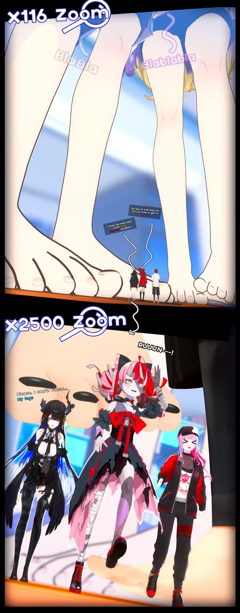 oriname__'s tweet photo. Hololive multisize shenanigans

Of course "giants" can never spot their friends, it never is so easy.

---
Holostars members = ~1.4cm (Size of a pea)

Nerissa, Mori, Ollie = ~0.6mm (Smaller than a grain of sand, Moona is bigger than Mt. Fuji to them)
---

comm for @NAndersean69 https://t.co/wf55qNXMsz