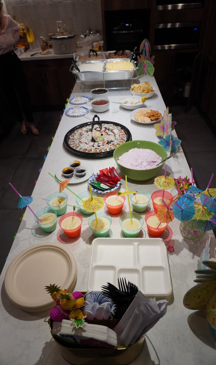 mshowells's tweet photo. At @mshowells, we beat the summer heat with a potluck-style BBQ- this time, with a Hawaiian theme! A heartfelt ‘mahalo’ to our ‘ohana for sharing your delicious platters, bites, and drinks! We also want to give a special thanks to @KSantaMariaPB and Mark Howells.

#msh #officeBBQ https://t.co/1Lx4Z9q2kP