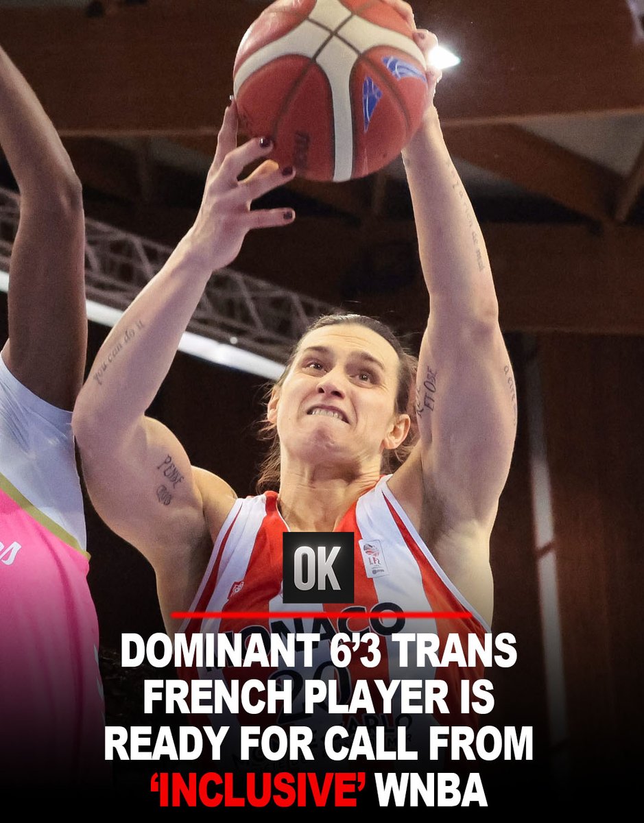 JoeKinseyexp's tweet photo. The WNBA wokes swear you're overreacting and there's no trans threat to the league. Meanwhile, there's a 6'3 French trans phenom averaging 20 &amp; 20, Julie Tetart, who is ready to go if a WNBA team calls. 

I slid into Julie's DMs to chat: https://t.co/giCB1l3ejG