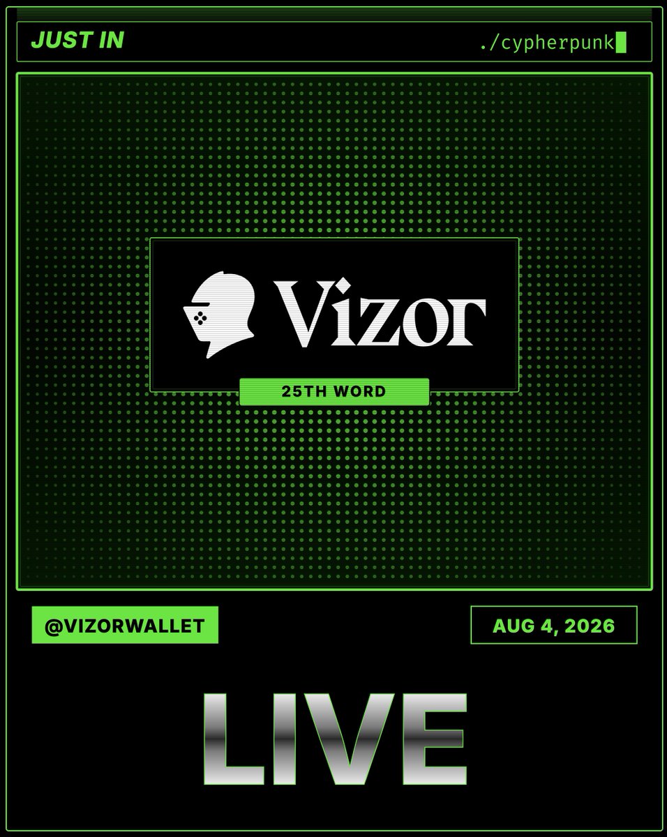 cypherpunk's tweet photo. JUST IN: @vizorwallet has shipped BIP39 passphrase support, meaning support for a custom 25th word on top of the regular 24-word seed phrase, in its latest release. https://t.co/jduswtAP4T