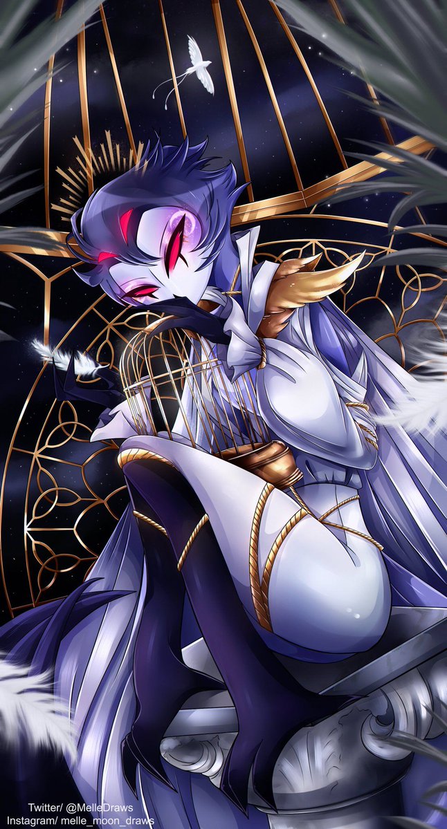 VelvettArts's tweet photo. One of my favorite Stolas artworks. 
 Credit: @MelleDraws
#HelluvaBoss #Stolas #Hellaverse #FanArt https://t.co/9plWrmU4qV