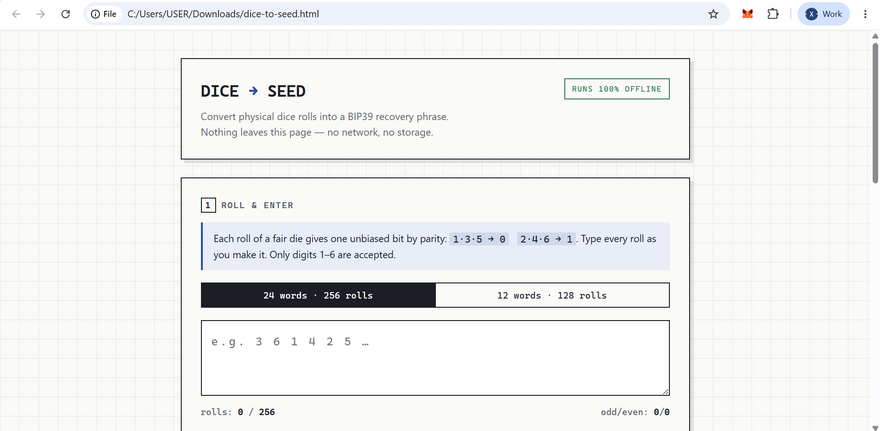5xTokenIntel's tweet photo. Generate your own BIP39 seed phrase using physical dice and an open-source offline tool for maximum transparency and security.

Read the guide:
https://t.co/oGJ1ekVC67

@XDCNetwork #BIP39 #SeedPhrase #CryptoSecurity https://t.co/YI3WqQCLWl