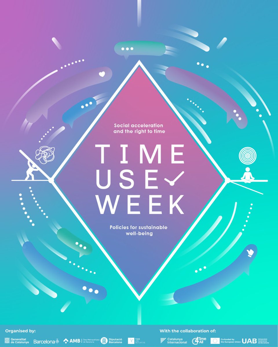 TimeUseInit's tweet photo. How to adapt to acceleration? #JoanCostaFont @LSEnews 19 Oct #TUW2026 Right to Time & Acceleration #TimeUseWeek2026 https://t.co/7SGvwDVqhb Org @gencat @bcn_ajuntament @AMB_MetroGlobal @diba @TimeUseInit_cat Collab @CataloniaIntl @UrbanTimeNtwk @EU_Commission @UABBarcelona https://t.co/pKqPOigmsL