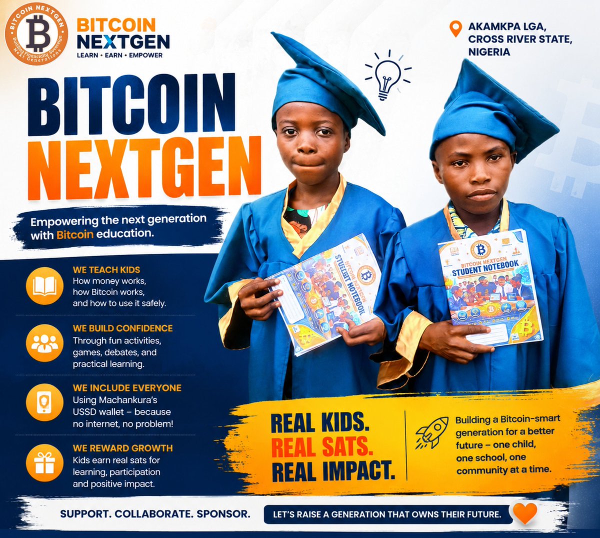 Bitcoin4Nextgen's tweet photo. These aren't just notebooks—they're the beginning of a new generation of Bitcoin learners. 📚⚡
Bitcoin NextGen is helping children in Akamkpa, Nigeria, learn, earn, and grow with Bitcoin.
@Machankura8333
@FBCEglobal
@BitcoinNews
@BitcoinCalabar
#BitcoinNextGen
#BitcoinEducation https://t.co/3iYD5Nyksv