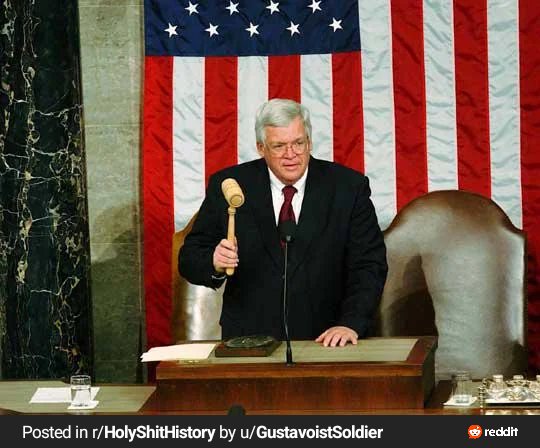 Edems007's tweet photo. Dennis Hastert (born 1942) was the Speaker of the US House of Representatives from 1999 to 2007. Hastert molested at least four underage boys when he was a high school wrestling coach. In May 2015, he was indicted for using hush money to cover up this sexual abuse. https://t.co/tccs91bA4P