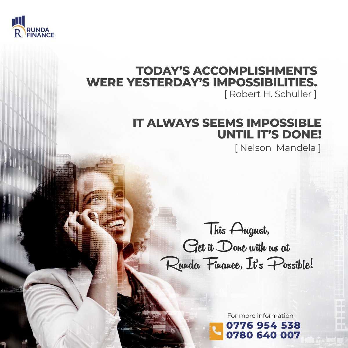 RundaFinance's tweet photo. This August... with the Runda Financing Solutions... much is possible and within your reach. https://t.co/JcOoWqpJZk