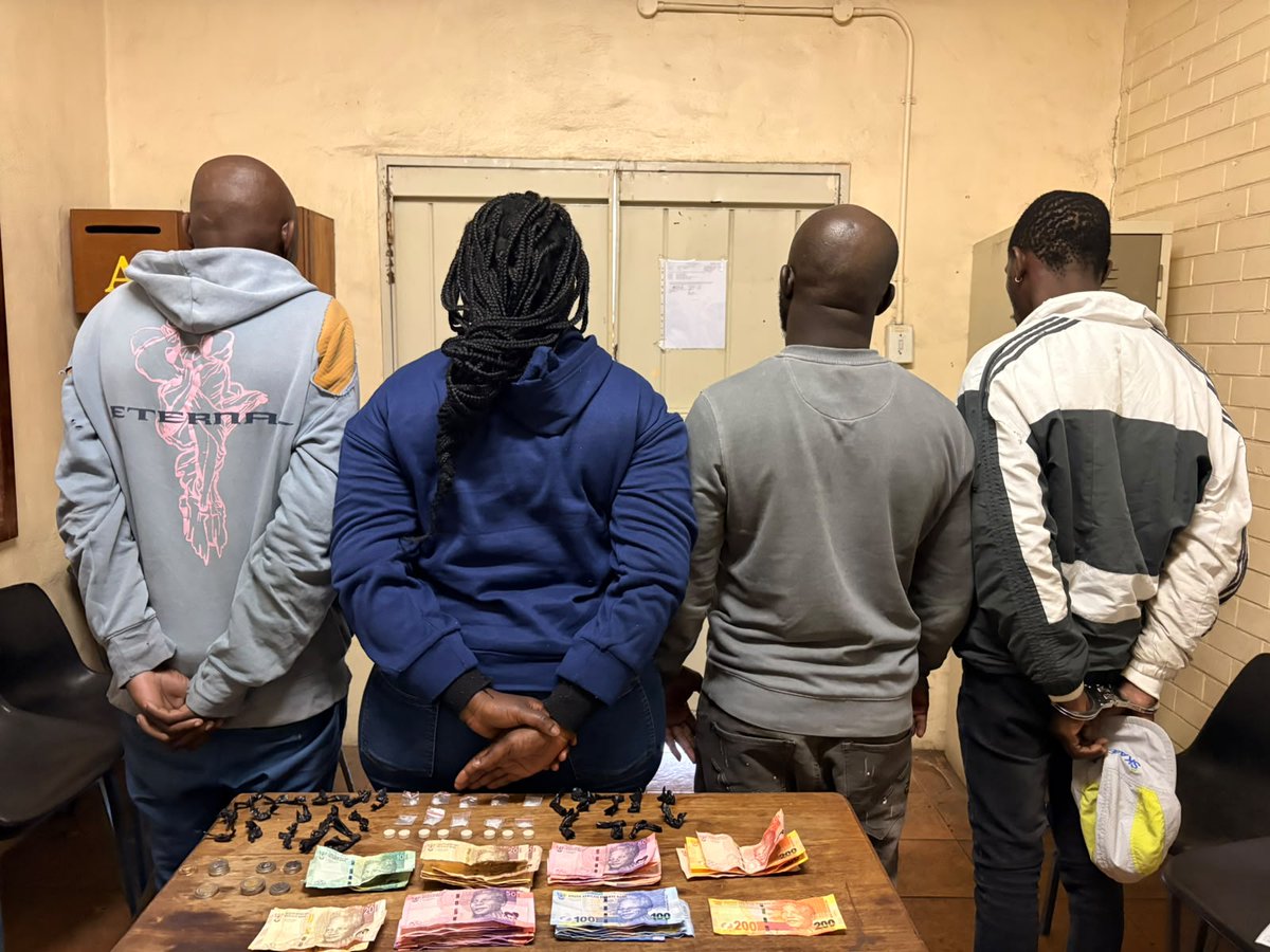 SANEWS90's tweet photo. #sapsFS [FOUR SUSPECTS ARRESTED IN SEPARATE DRUG-RELATED INCIDENTS IN SASOLBURG]  Members of the Welkom Anti-Gang Unit have arrested four suspects aged between 33 and 44 in separate incidents in Sasolburg for possession of drugs on Monday, 3 August 2026.  The four suspects are expected to appear before the Sasolburg Magistrate's Court on a charge of possession of drugs. #DrugsOffTheStreets ML https://t.co/n02CMCWIWF