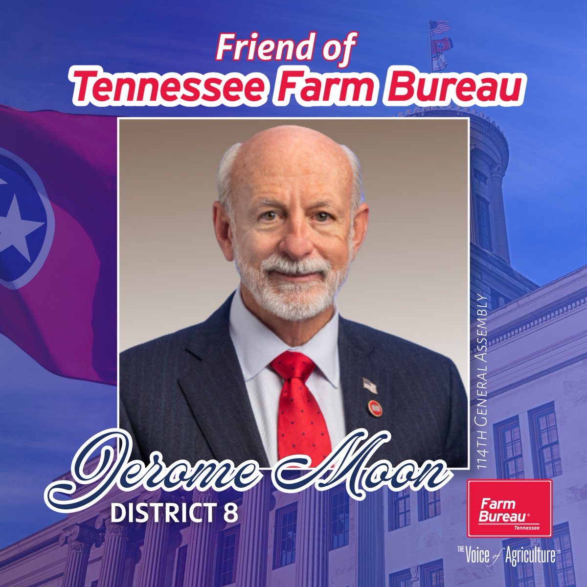 TNFarmBureau's tweet photo. We are proud to recognize State Representative Jerome Moon as an inaugural Friend of Farm Bureau Award recipient. Thank you for supporting Farm Bureau's grassroots policy priorities and Tennessee agriculture.
Read more ➡️ https://t.co/S48QzvodbZ
#TNFarmBureau | #FriendofTNFB https://t.co/L0vpR7x1YE