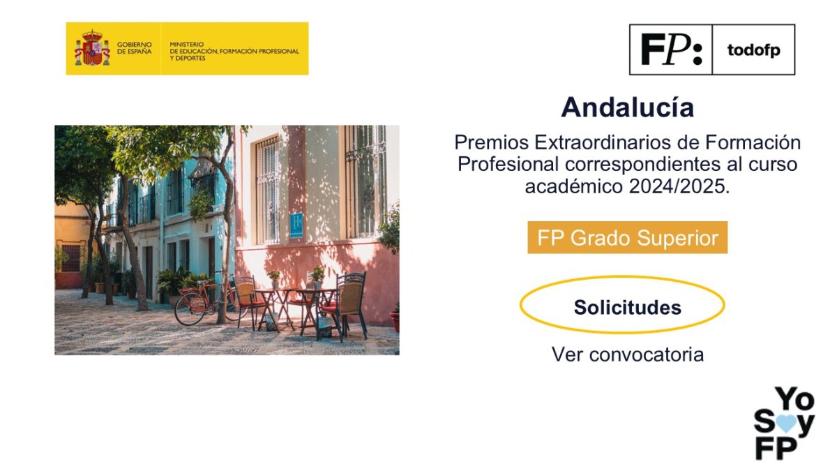 todofp's tweet photo. 📣#FPAndalucia Convocados los Premios Extraordinarios de Formación Profesional de Grado Superior correspondientes al curso 2024/2025. #TodoFp #YosoyFP
🔴 Solicitudes: ver convocatoria
🔍https://t.co/JEvSEv28YT https://t.co/sMZuEX2UWI