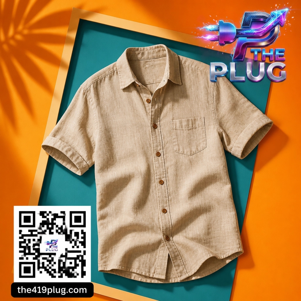The419Plug's tweet photo. ☀️ Summer Sale! Men's Cotton Linen Shirt: lightweight &amp; breathable vacation essential. Free US Shipping, 30-day returns &amp; free gift over $200! Scan QR to shop https://t.co/YxIrOgMXg7 https://t.co/Ckf7AghOQ4