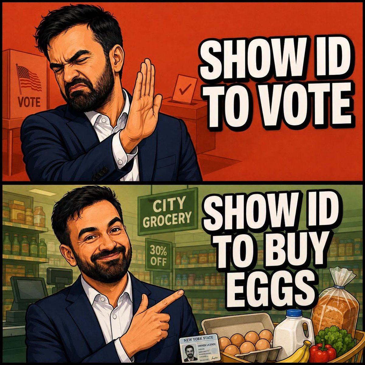 atimbr's tweet photo. Obama says we can keep our Doctor .... 
NY Mayor says NO to voter ID ......
You getting this Morgan? https://t.co/UoqL9sEfii
