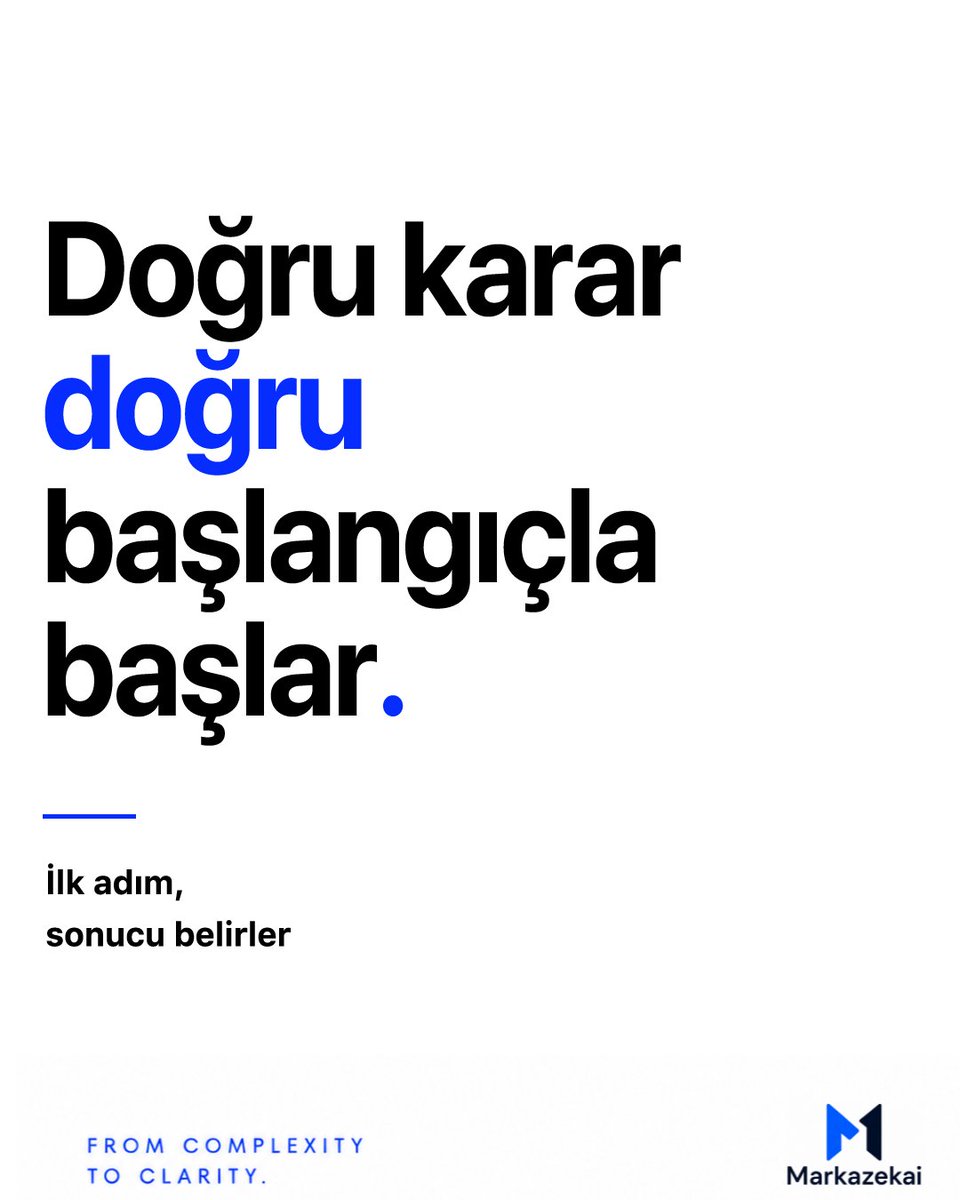 markazekai's tweet photo. Doğru karar doğru başlangıçla başlar.

Çoğu hata son adımda değil,
ilk adımda yapılır.
İyi teknoloji önce doğru soruları sorar.

From Complexity to Clarity.

#Markazekai https://t.co/wvhIZHqbdI