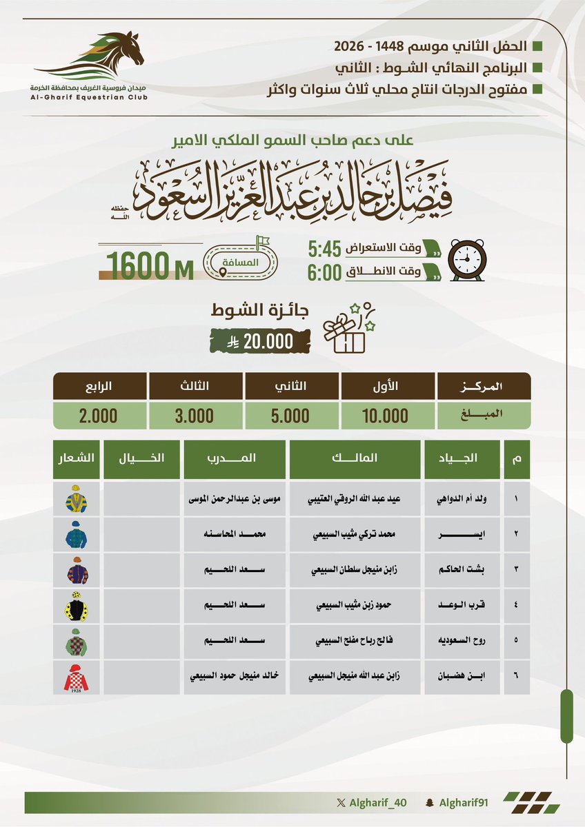 Algarif_40's tweet photo. البرنامج النهائي للحفل الثاني 
#ميدان_فروسية_الغريف https://t.co/FIMHvNQxji