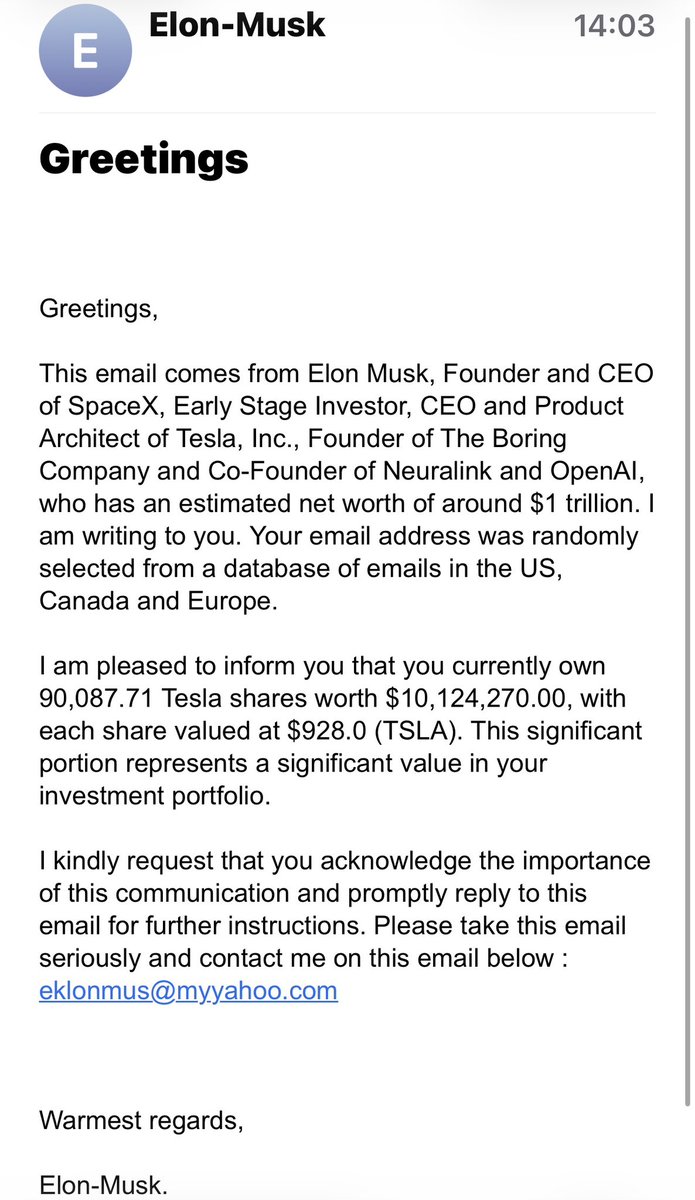 rallsy1's tweet photo. @elonmusk thanks Elon, with you and my African Prince Uncle I’m going to be very comfortable for the rest of my life 🤣 

But how seriously do I need to take it 🤨 https://t.co/o7swH4ZYTQ