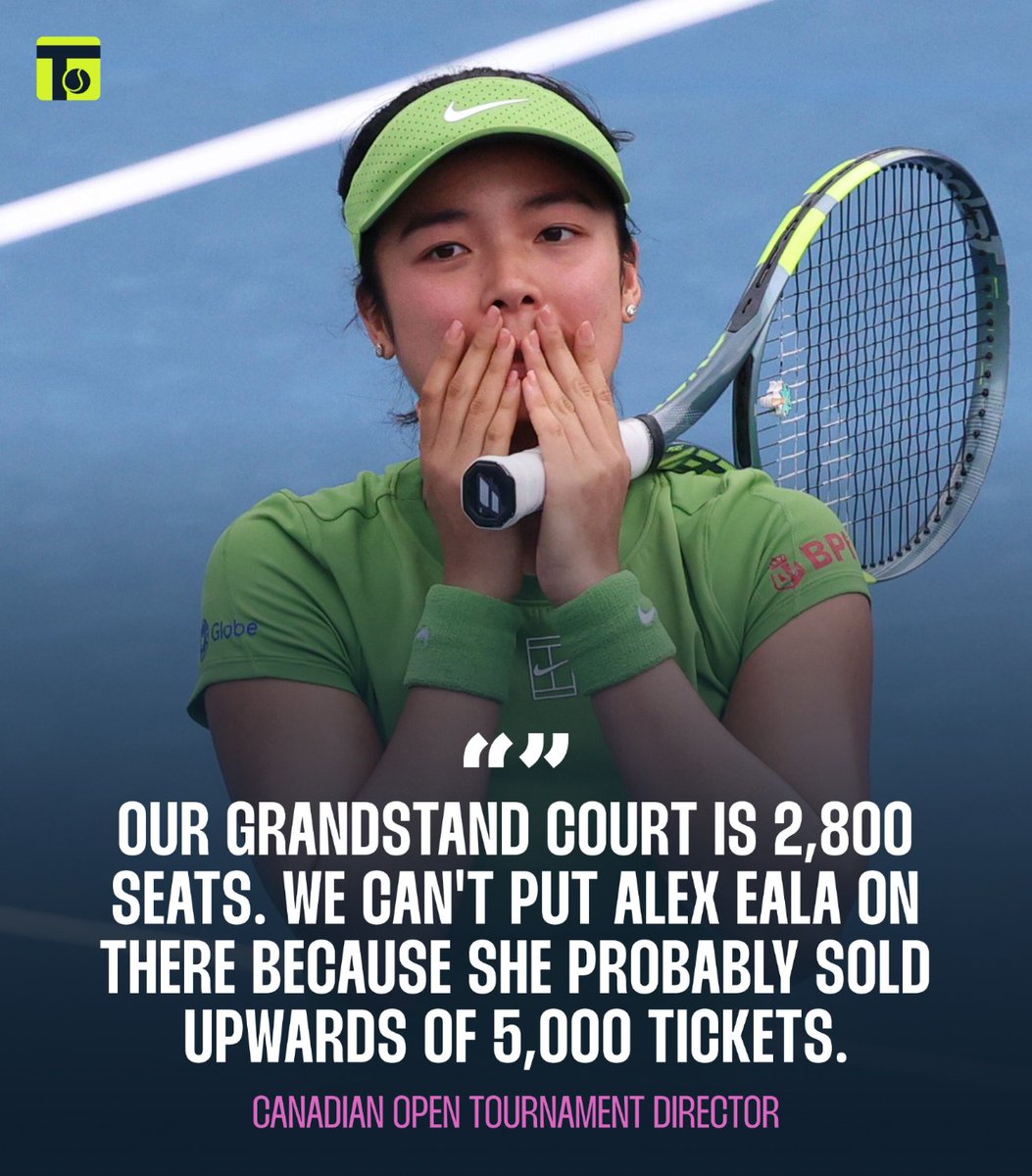 tennis365com's tweet photo. Alex Eala's first match at the Canadian Open will be on center court! 🤯 https://t.co/bZhRY1m5jr
