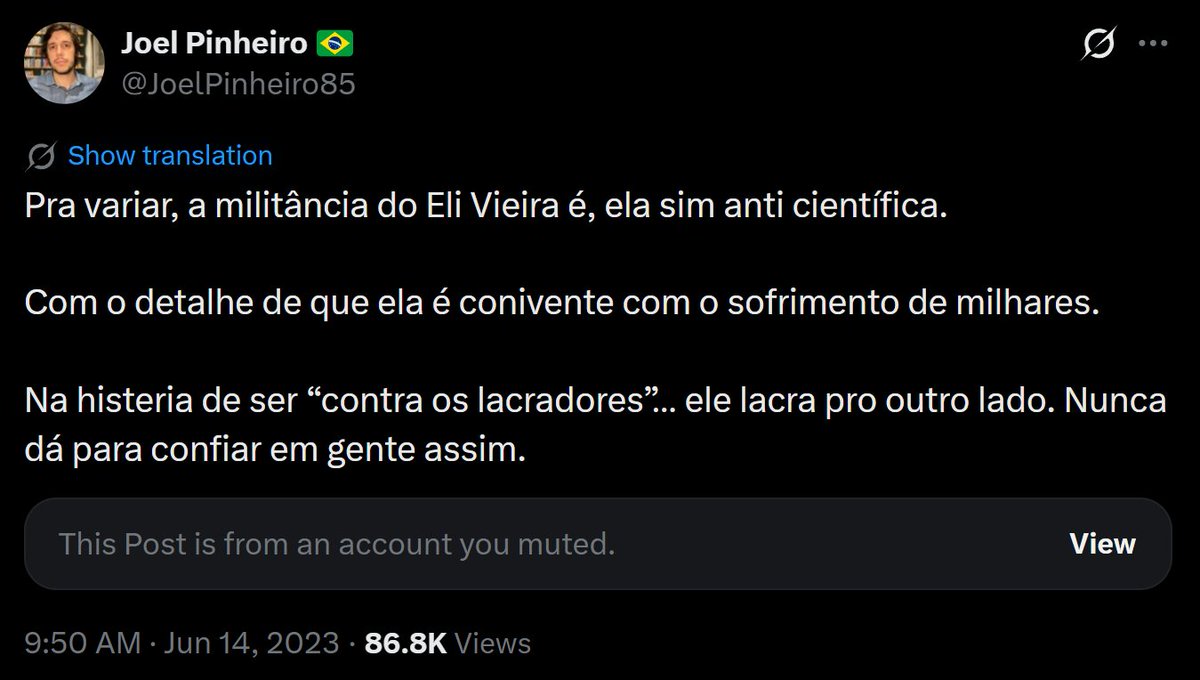 elivieira's tweet photo. Joel Pinheiro sobre Fauci: “sua postura de pintar seus detratores como negacionistas ou inimigos da ciência não ajudou a acalmar o debate”.

@JoelPinheiro85 quando eu, um biólogo, compartilhei com ele estudos mostrando que ~90% das crianças disfóricas desistem de "mudar de sexo" e, portanto, chamá-las de "crianças trans" como ele fez seria irresponsável: “a militância do Eli Vieira é, ela sim anti científica... não dá para confiar em gente assim”.

Joel é formado em economia e filosofia. Aguardo o pedido de desculpas.