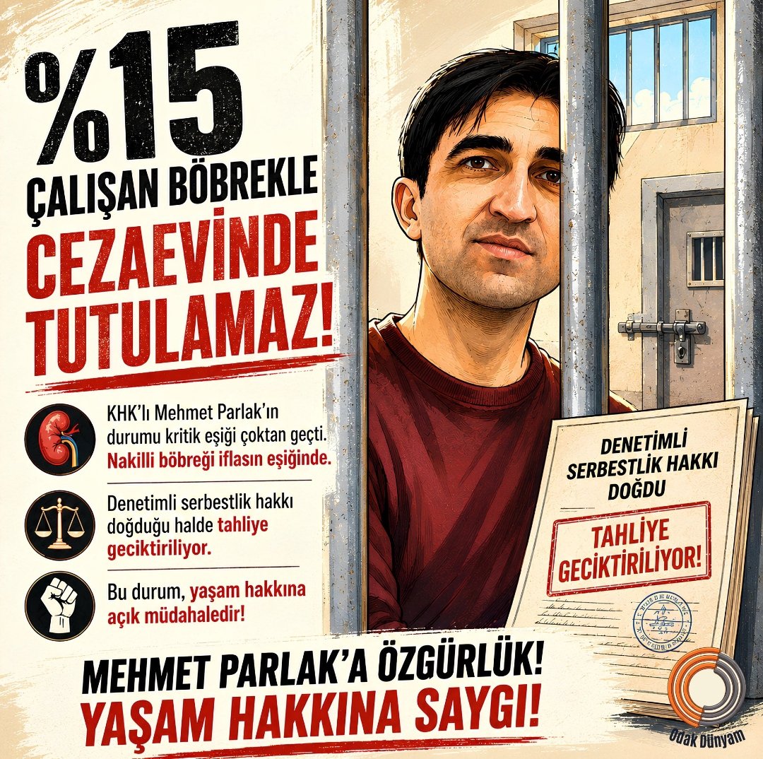 CezaeviGndgm8's tweet photo. Mehmet Parlak Sincan Cezaevi'nde tutuklu.
 Denetimli serbestlik hakkı verilmesine rağmen verilmiyor. 

Böbrek nakli hastalığı bulunan Parlak acilen tahliye edilmemektedir.

Cezaevinde 1412Hasta https://t.co/UOP3MzymFv
