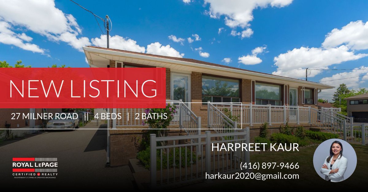 Har__Kaur's tweet photo. 📍 New Listing 📍 Take a look at this fantastic new property that just hit the market located at 27 Milner Road in Brampton. Reach out here or at (416) 897-9466 for more information!

Listed by JOHN GAIO
... https://t.co/3IhN96KzFh https://t.co/RZWhC43Wry