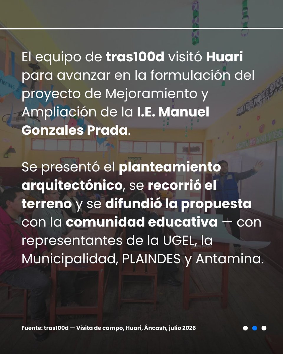 tras100dperu's tweet photo. 🏫 En Huari, Áncash, el proyecto de Mejoramiento y Ampliación de la I.E. Manuel Gonzales Prada avanza con participación real de la comunidad educativa. 💡

#EducaciónPública #ImpactoSocial #Áncash #tras100d https://t.co/7wyr7KosfQ
