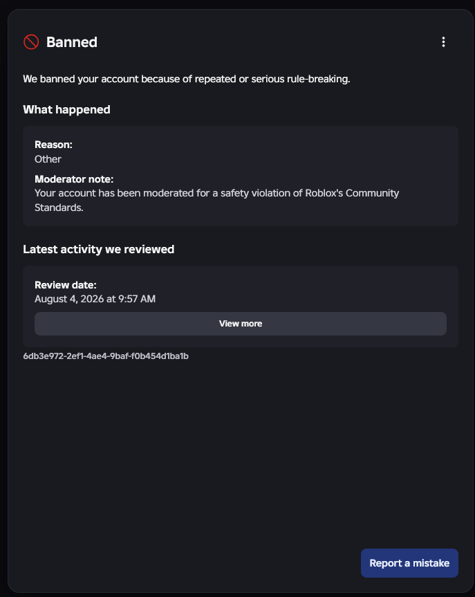 suns4lt's tweet photo. Hey @Roblox, It looks like many people including me got caught in a moderation system bug including me (Bartosz737) I'd heavily appreciate if human reviewers could look into everyone's issue IMMEDIATELY!

User; Bartosz737 https://t.co/u4Tt9Aymkp