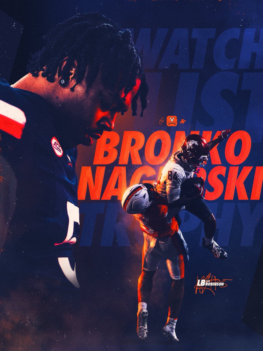 UVAFootball's tweet photo. 2026 Bronko Nagurski Watch List 🔥

@Kamrenrobinsonn x @NagurskiTrophy 

#GoHoos 🔶⚔️🔷 https://t.co/3MiPN3zYe6