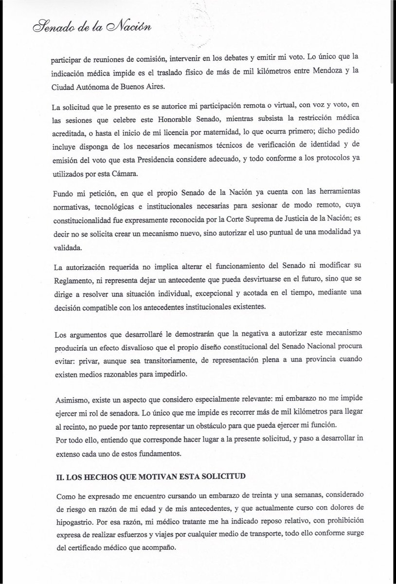 anabelfsagasti's tweet photo. Acá está la nota que le presenté a la Presidenta del Senado el jueves 30 de julio. Adjunto los argumentos jurídicos y médicos correspondientes. https://t.co/baznxKcRjS