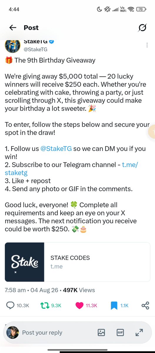 reezkitall_'s tweet photo. @StakeTG happy 9th birthday! 🥳 manifesting my name on the winners list. hoping to be one of the 20 lucky winners to receive $250 🤍🍀

stake: greezlyb34r https://t.co/T2MDMgTR6f