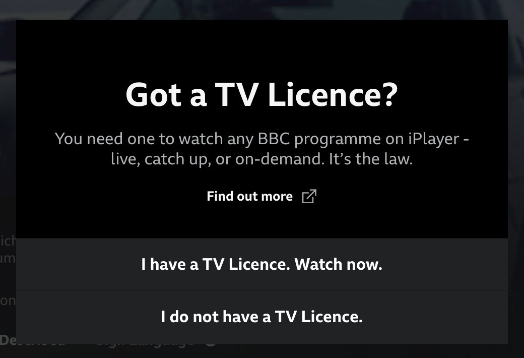 tywojci's tweet photo. I genuinely can't believe that BBC requires paying a TV licence, and the only protection of its programming is a box asking you nicely if you have one, without any sort of additional checks

UK is not a real place https://t.co/w02vguwN3s
