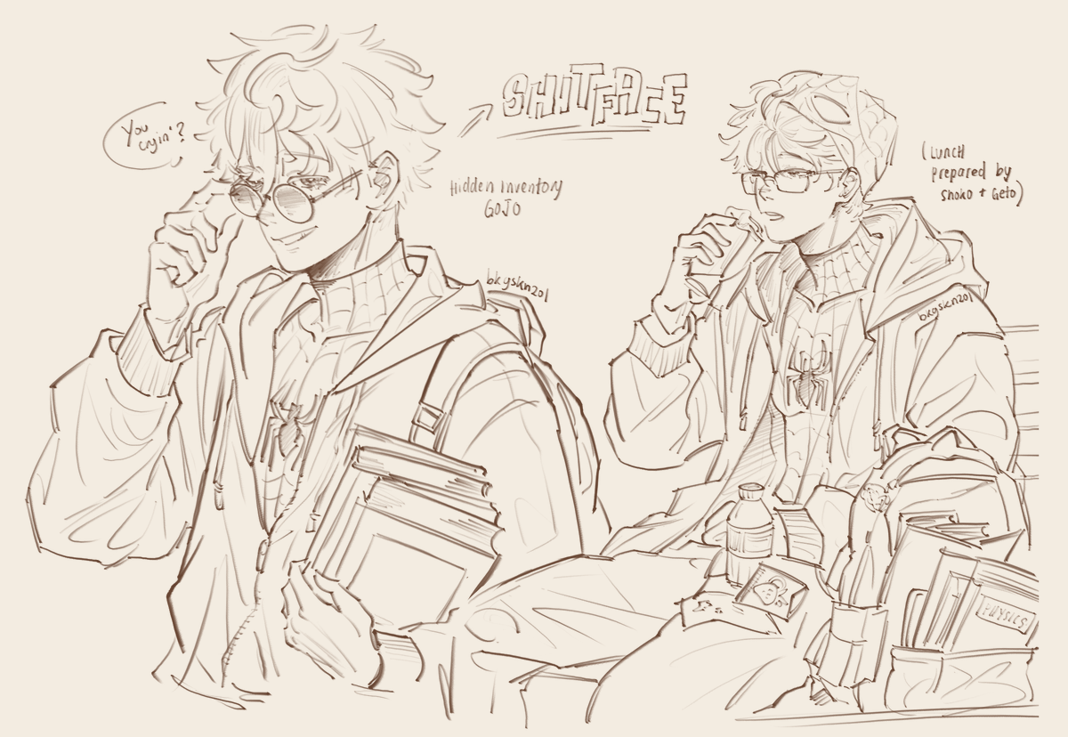 bkgskn201's tweet photo. Buuuulltraaashh I'll let out the drafts....... Teen Gojo would NOT be your friendly neighbhorhood spiderman.

#gojo #spiderman #jjk https://t.co/4j5PTJfGvF