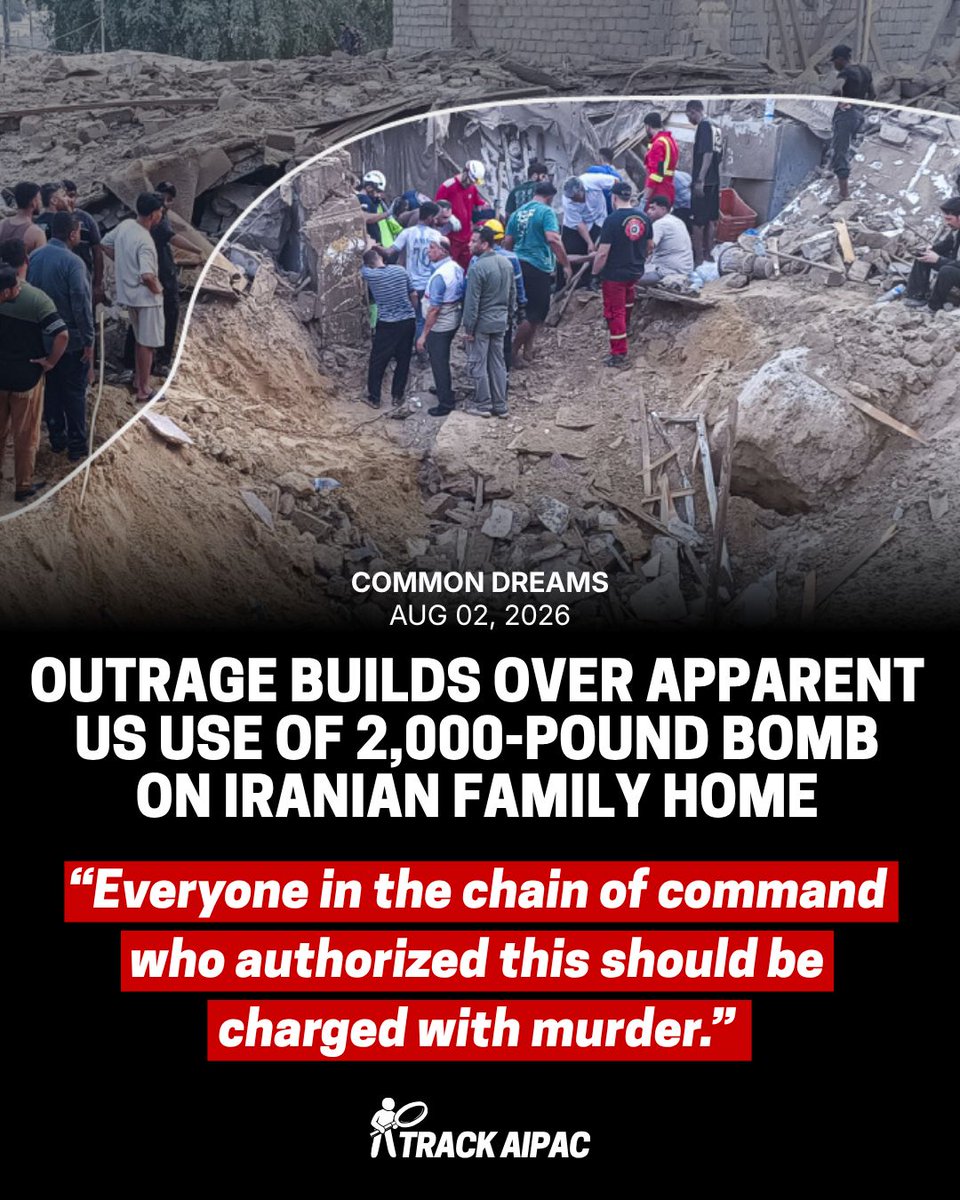 TrackAIPAC's tweet photo. The U.S. dropped a 2,000 lb bomb on an Iranian family home, killing taxi driver Qeisar Jafari, his wife Zahra, &amp; 2-yr-old son Sina.

"Everyone in the chain of command who authorized this should be charged with murder."

@nytimes found no military target anywhere near the house. https://t.co/VRqXIH0tHi