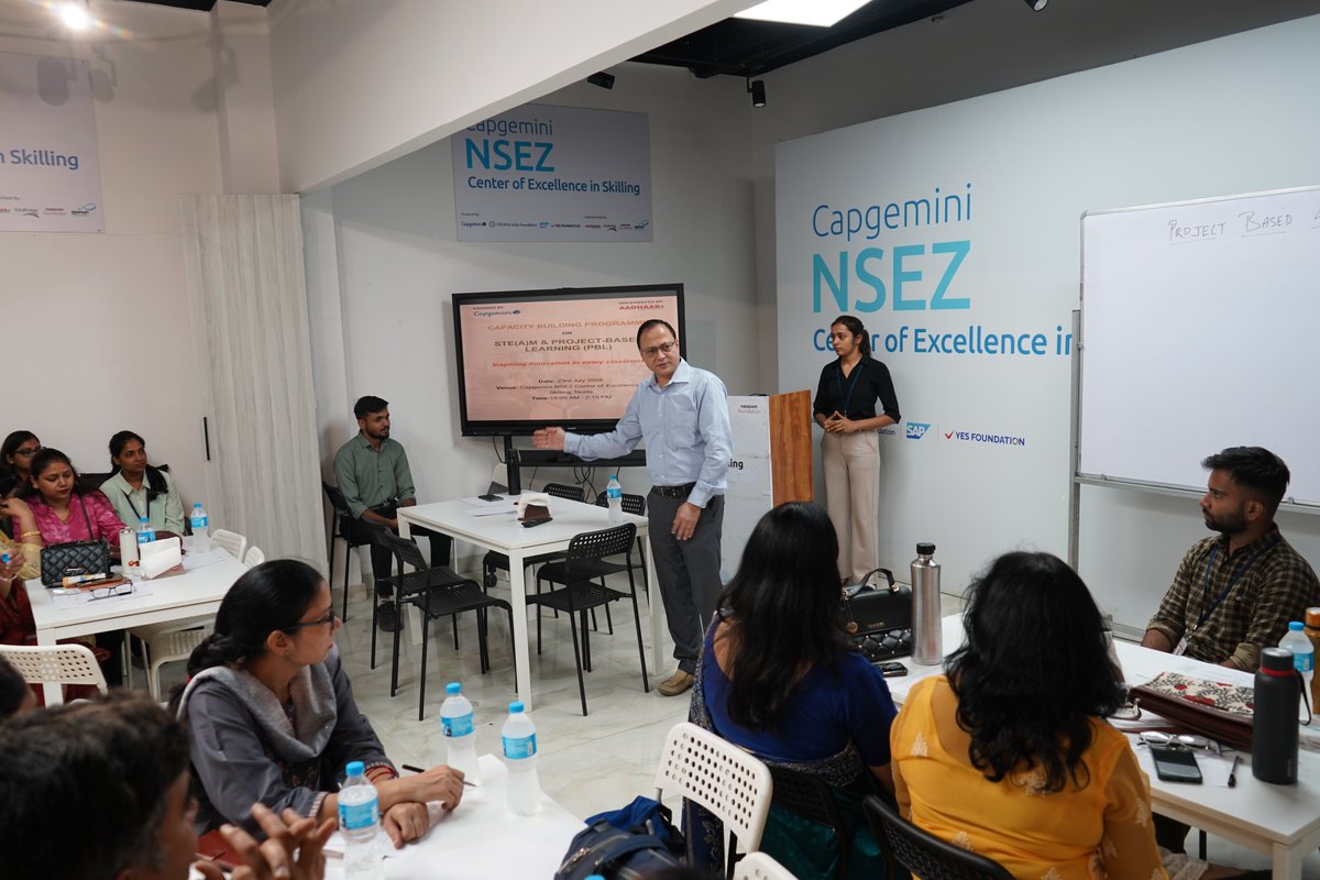 officialaadhaar's tweet photo. On 23rd July 2026, An Association for Development, Harmony and Action Research (AADHAAR) successfully organised a Training of Trainers (ToT) on STE(A)M and Project-Based Learning (PBL) at the Capgemini NSEZ Center of Excellence in Skilling, Noida. https://t.co/nIvoaaEh2H