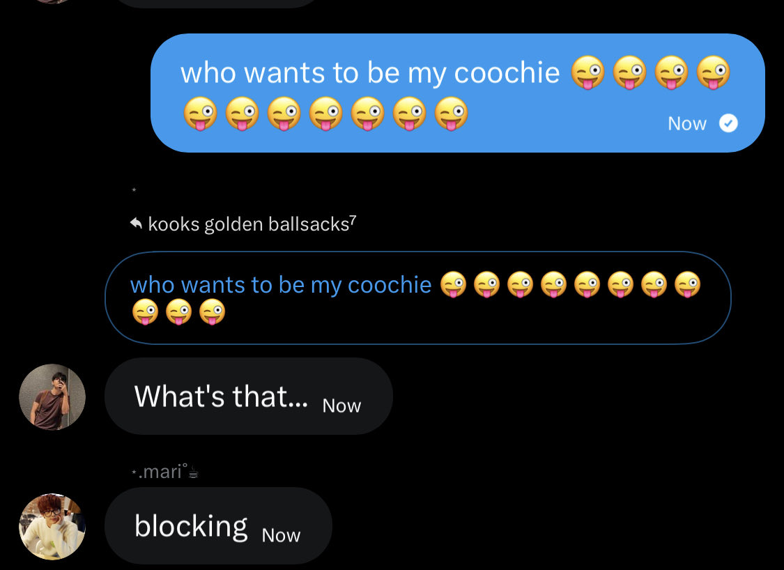 illiha2bangtan's tweet photo. 1 minute into the conversation and i get blocked  #noticing https://t.co/zONPpjC495