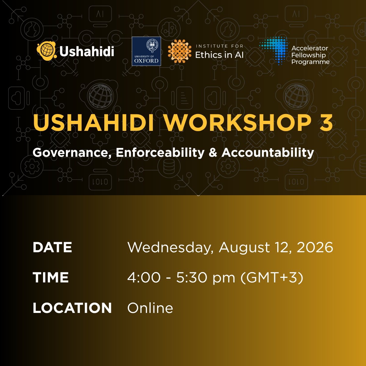 ushahidi's tweet photo. We asked a room who decides how aggregated community data gets used, including for AI training. Nearly two-thirds said: the community that generated it.

Workshop 3 works on what makes that real. 12 August, 4 PM EAT. https://t.co/agsotsc9Tv @EthicsInAI @EthicsinAI_AFP https://t.co/vUG63HYa8h