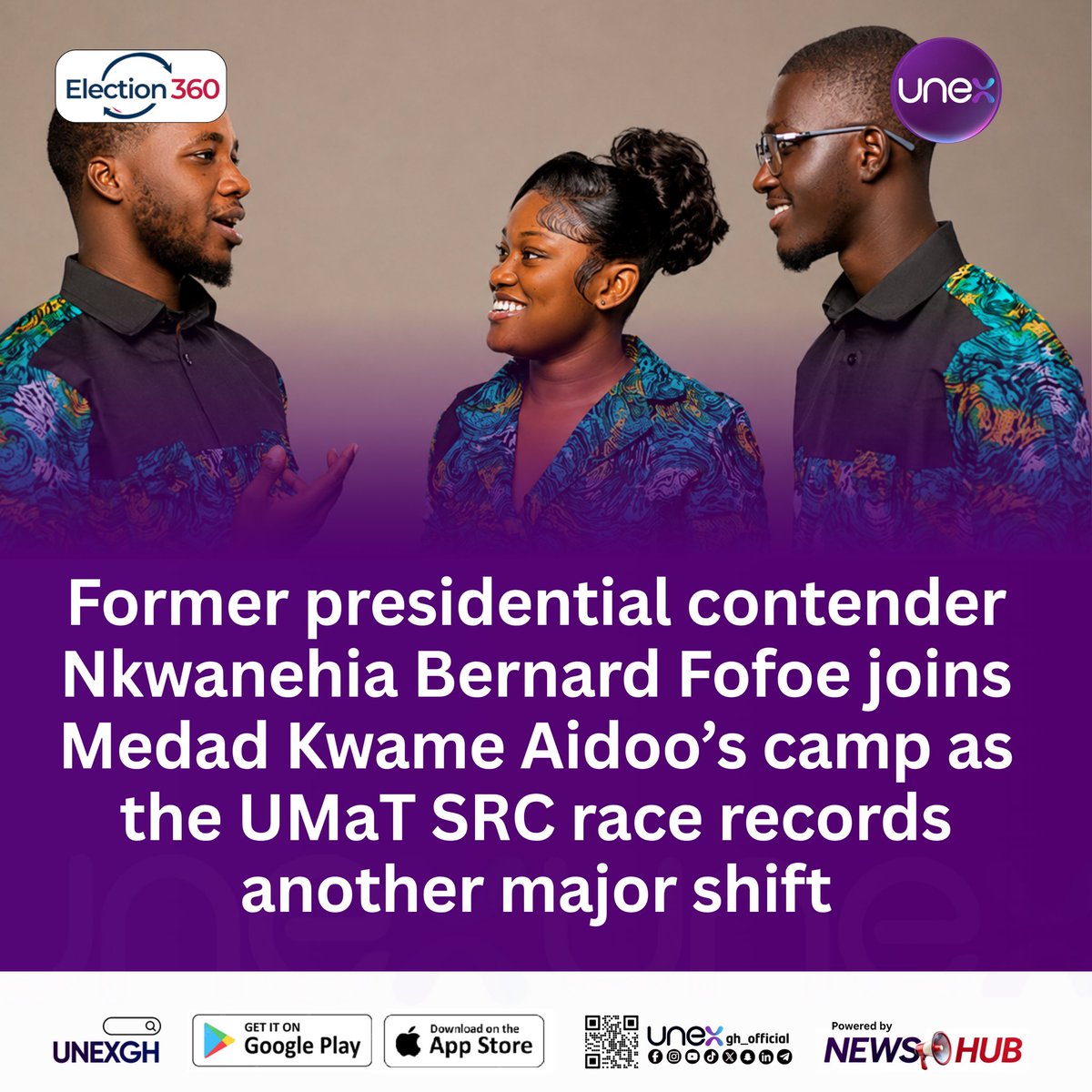 unexgh_official's tweet photo. UMaT SRC ELECTIONS: Former presidential contender Nkwanehia Bernard Fofoe has joined Medad Kwame Aidoo’s camp, adding another major development to the race at the University of Mines and Technology.
#ELECTION360 #UMaT #UNEXGH https://t.co/XxPZukW3t4