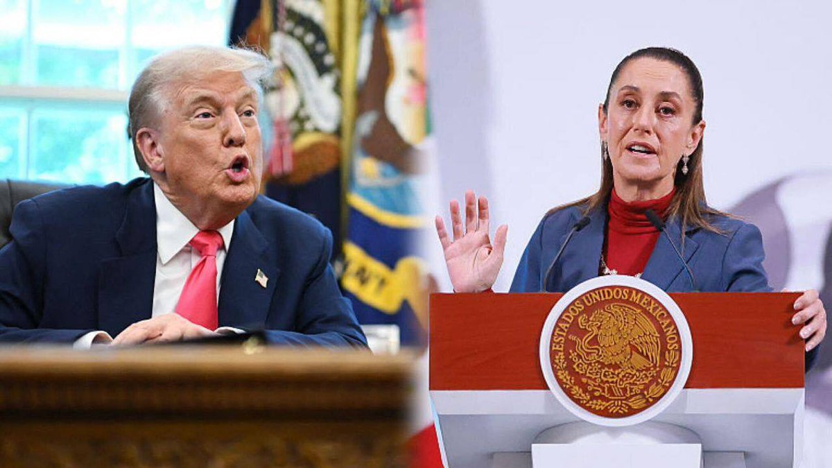 vonoticiasmx's tweet photo. La presidenta @claudia_sheinbaum respondió con firmeza a los señalamientos de @realDonaldTrump sobre la estrategia de seguridad mexicana. Desde Oaxaca, reafirma: diálogo abierto, pero la verdadera valentía es proteger la soberanía y la dignidad de los mexicanos. #México #Claudi… https://t.co/Xz65WkRu1P