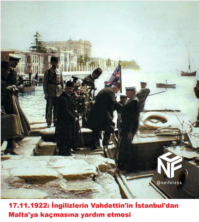 AlexyFlemming's tweet photo. @Dznfrmsyn @Katfar Vahdettin, İngilizin emriyle #Halifelik Ordusu(Kuvayi İnzibatiye) kurarak Türk'ü Türk'e kırdırdı.
VATAN HAİNLİĞİNİN CEZASI #İDAM olduğu için;
Türk'ün özgür, bağımsız, egemen #KuvayiMilli'si savaşı kazanınca, #idam edileceğini bildiğinden, efendisi İngilizin gemisine binip kaçtı! https://t.co/Q2kGX7p0ig