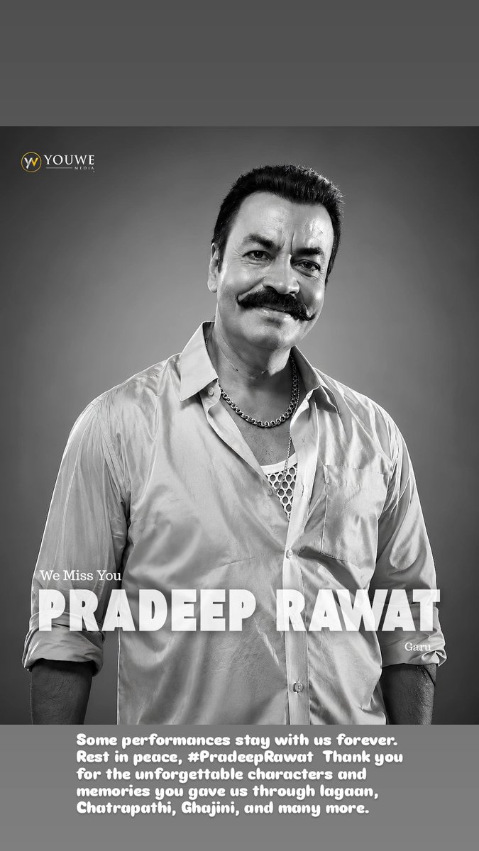 imishrashashank's tweet photo. Some performances stay with us forever.

Rest in peace, #PradeepRawat  Thank you for the unforgettable characters and memories you gave us through lagaan, Chatrapathi, Ghajini, and many more. https://t.co/cgH04Y50fE