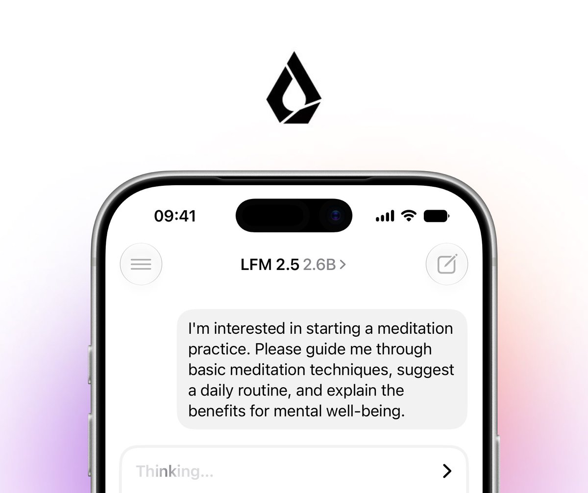 LocallyAIApp's tweet photo. The new LFM 2.5 2.6B model by @liquidai is now available on iPhone and iPad.

A fast model designed for edge devices with comparable or better scores compared to models up to nearly 4× its size.

Update your app now. https://t.co/OBlepi0T6r
