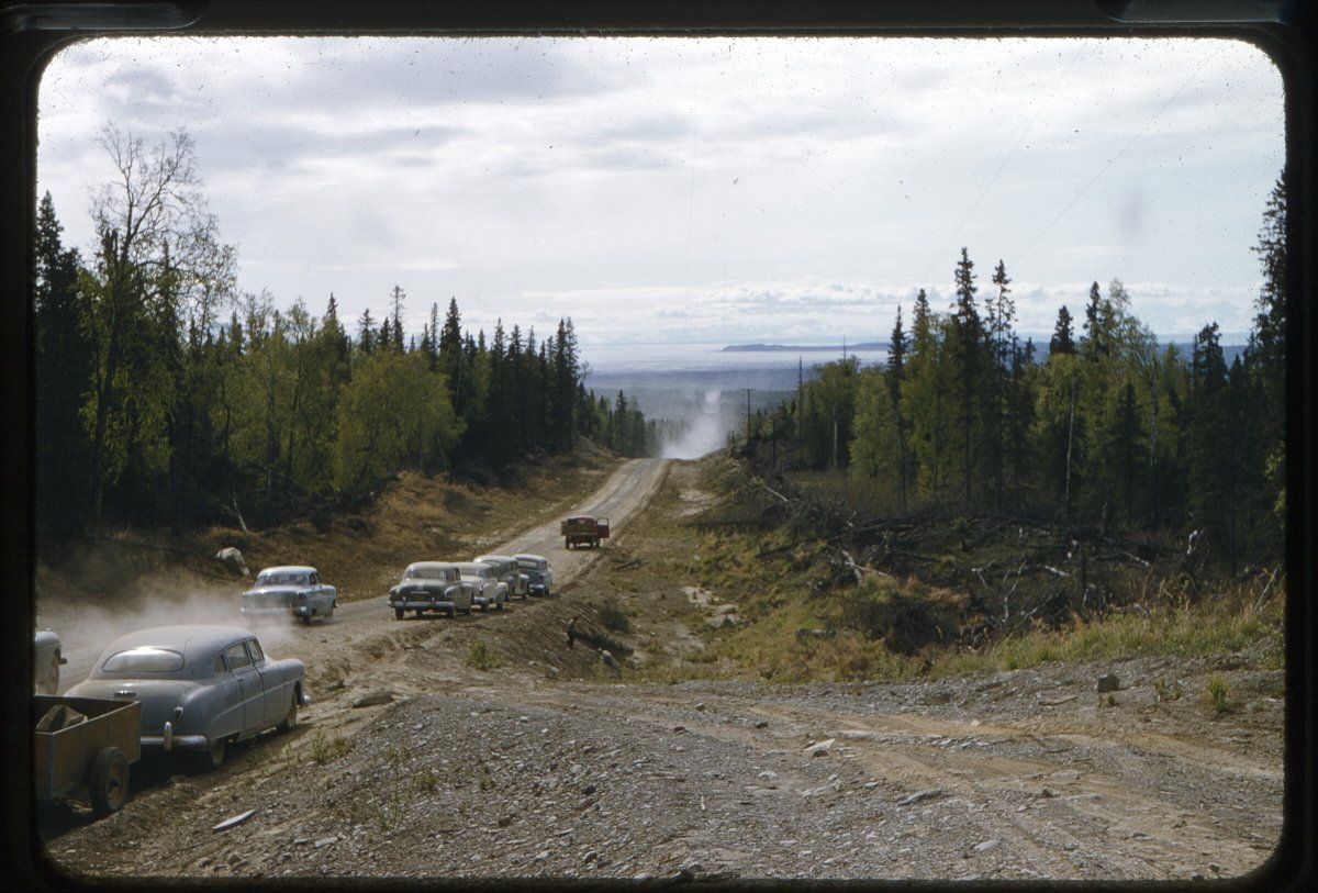 ANC_Historian's tweet photo. 1959, a rougher O'Malley Road in Anchorage. Via Anchorage Museum. #alaskahistory #alaska #anchoragehistory https://t.co/Nk04KfXork