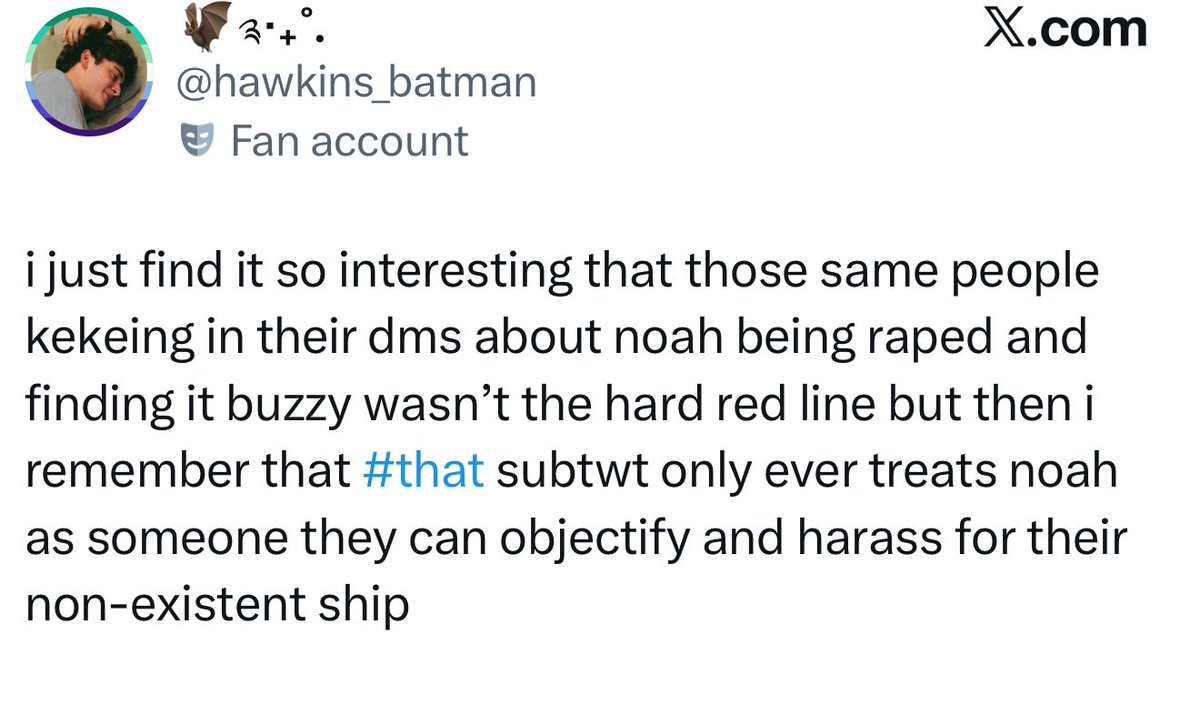 pegatron44's tweet photo. Please can everyone go report this and @hawkins_batman if you see this delete. Idk how you think this is good for Noah https://t.co/Dx9BLBymmd