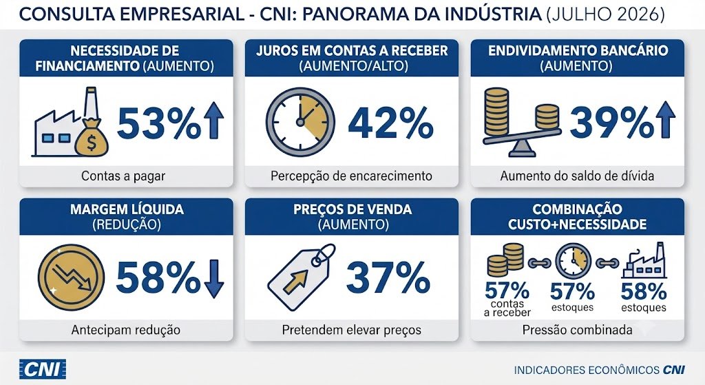 _rafaelsales's tweet photo. 🧵 COPOM chegando

1/6 📊 Os juros altos funcionam como um "imposto invisível" sobre a produção industrial. Acabamos de lançar a Consulta Empresarial da CNI (Julho/2026), ouvida por 191 empresas em 20 estados, para entender como a política monetária afeta o dia a dia das fábricas https://t.co/fcnE7qFoAY