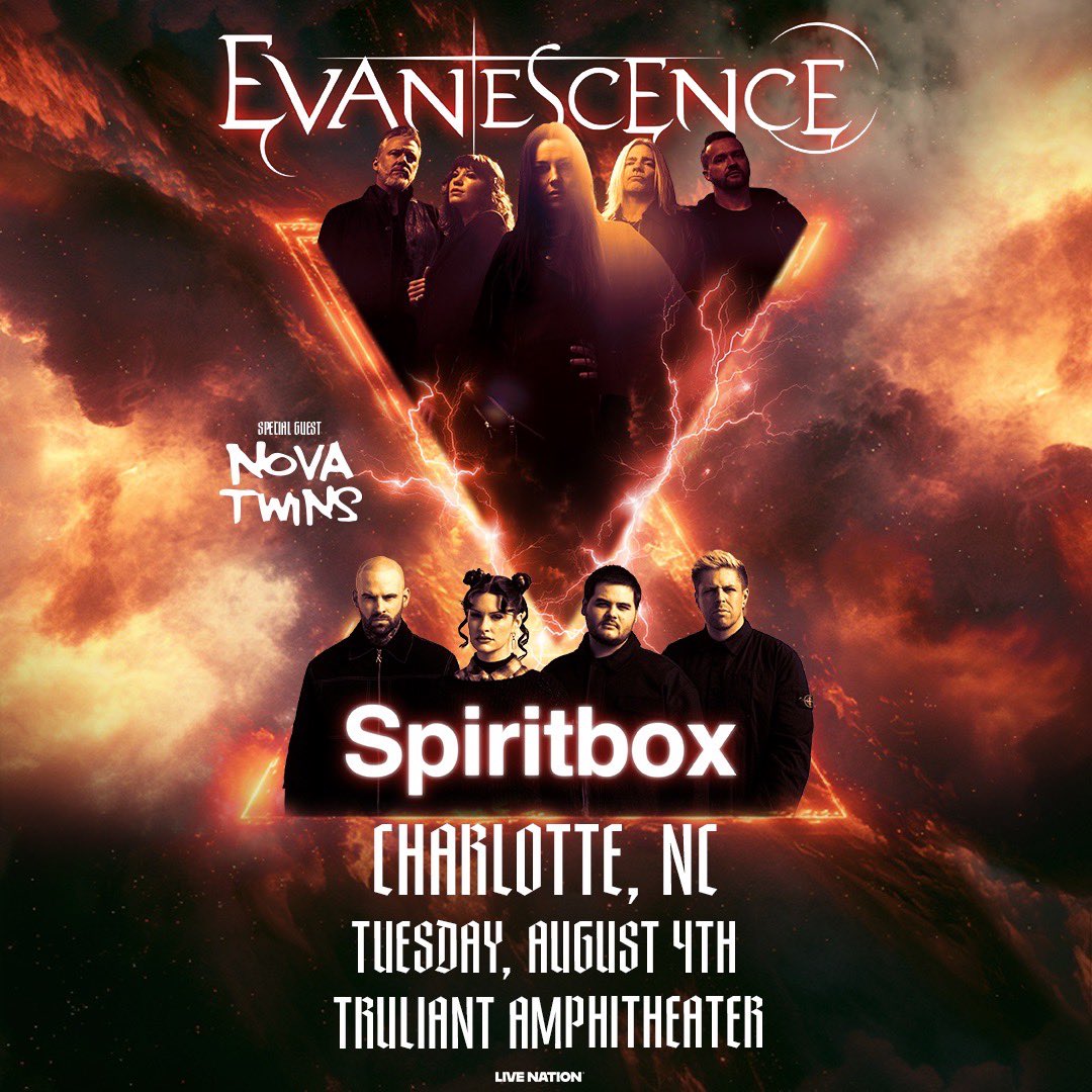 evanescence's tweet photo. LAST SHOW TONIGHT!
This is it, Charlotte! No holding back! 

The final stop on the US Sanctuary tour with @spiritboxband and @NovaTwinsMusic starts at 7pm tonight at @TruliantAmp. See you there. 🖤

https://t.co/LRxRHTbM4J” https://t.co/Rra2hOvC0c