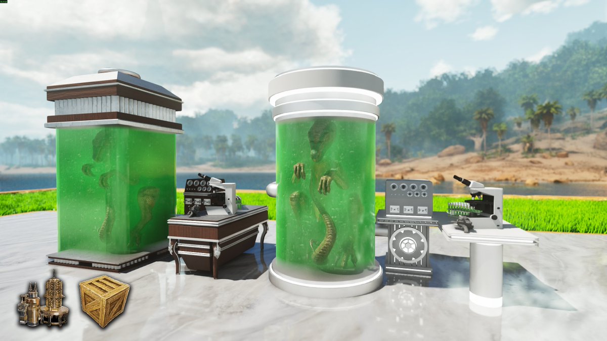 Fernandess327's tweet photo. The new patch for Deluxe Dreamhouse is finally out!! Since the mod has 2 main sets, i like to create different variants to match both of them.

I have made a lot of crafting/utility structures skins that people have requested previously. Fully animated TEK Doors. More Behemoth & Dino gates, and some cool functionalities for the Troughs and Cryofridge skins to display specific items like my other Catalogue mods.

The Raptor Tank skin can also be applied on Decor Boxes (I took inspiration from Jurassic Park 3 because i love that movie).

@survivetheark #playARK #ARKSurvivalAscended #ARK