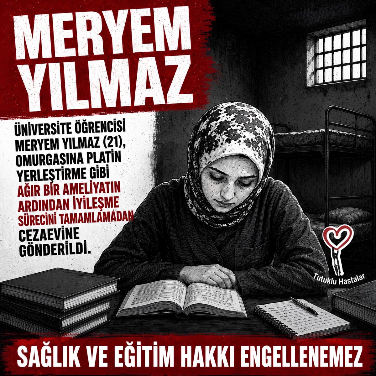 Gayret0021's tweet photo. İnsan Hakları Derneği’nin verilerine göre cezaevlerinde en az 1.412 hasta mahpus bulunuyor.

Bu kişilerin 335’i ağır hasta kategorisinde değerlendiriliyor.

Yaşam hakkı ve sağlık hakkının korunması, hukuk devletinin temel yükümlülüklerindendir.

Cezaevinde 1412Hasta https://t.co/Ii3efHc2QA