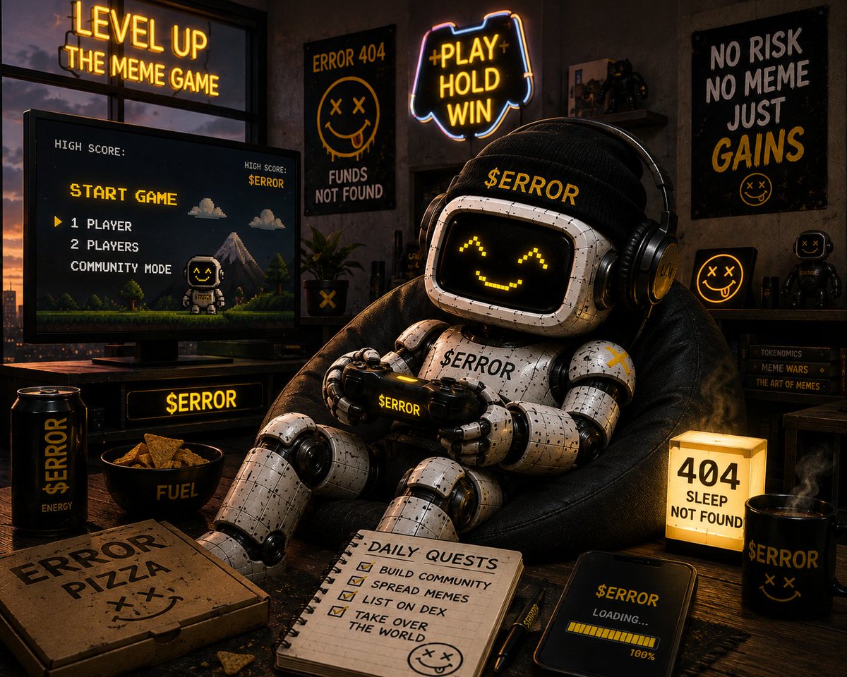 404coin_meme's tweet photo. Life isn't pay-to-win.

Neither is $ERROR.

Complete the daily quests.
Build the community.
Unlock the next level.
Game on. https://t.co/dWBFozqYWu