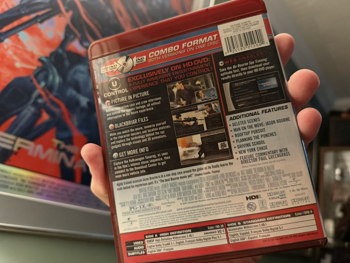 the4kCollectivE's tweet photo. Tonight time to finish off the Bourne Trilogy on HD-DVD

🧵 Post 2/3

#PhysicalMedia #NowWatching #Bourne #HDDVD @UniversalPics #MattDamon #TheLookAndSoundOfPerfect https://t.co/mT4Dj4NX6j