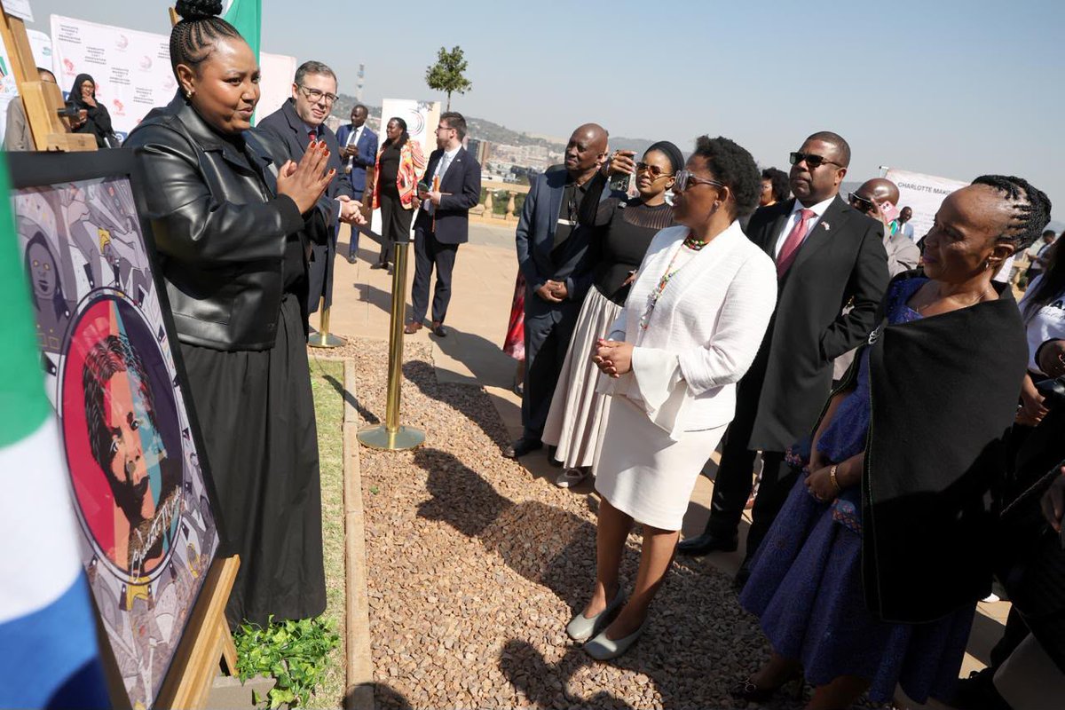 GovernmentZA's tweet photo. PICS| Presidency and Charlotte Mannya-Maxeke Institute unveil International Portraits of Power.

The exhibition features portraits of iconic women whose legacies reflect the history, values and aspirations of their nations, as nominated by their respective countries. 

The portraits were created by South African artists in collaboration with participating diplomatic missions.

#EmpoweredWomenEmpowerNations #WomensMonth2026 #GovZAUpdates #MilestonesofFreedom